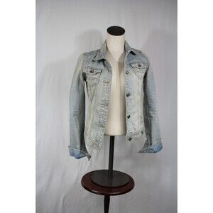 Abercrombie Denim Tucker Jean Jacket Girls Size XL Light Blue Distressed